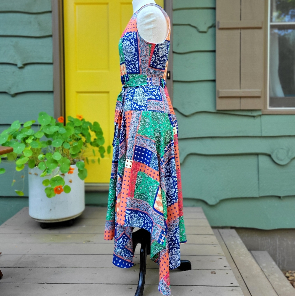 Calvin Klein Patchwork Multi Color Maxi Dress Boh… - image 5